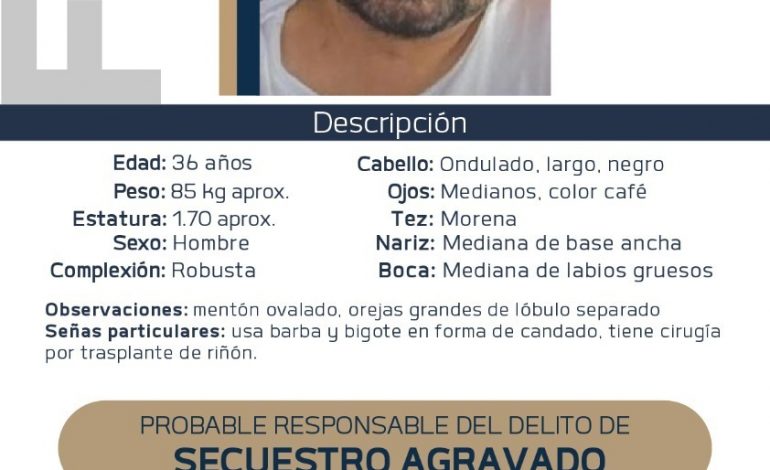 Emite FGE cédula de recompensa para la detención de Luis Felipe Duarte Gómez, por su posible participación en el delito de secuestro agravado de Maritza Natalia E.