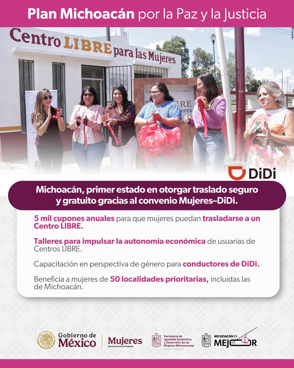 Michoacán, primer estado en brindar traslado seguro tras acuerdo entre Seimujer y DiDi