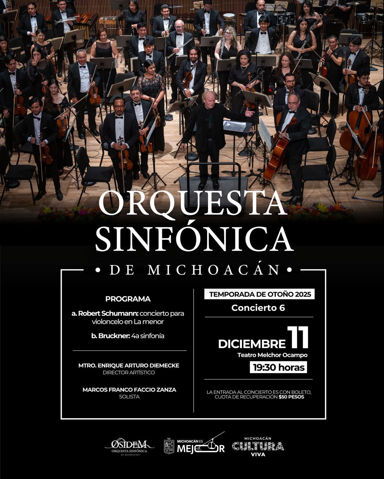Osidem presenta repertorio de Schumann y Bruckner en su sexto concierto de temporada: Secum