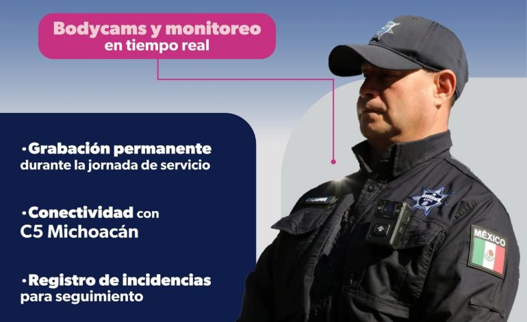 Más de 800 cámaras de solapa blindarán actuar de la policía en Michoacán: SSP