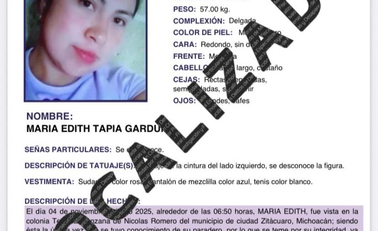 Concluye FGE búsqueda de mujer reportada desaparecida; fue localizada a salvo en Zitácuaro