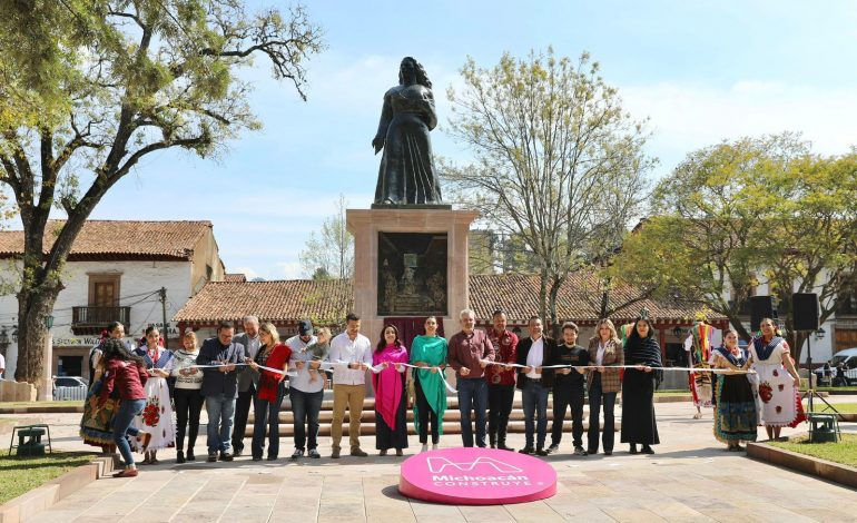 Inauguran Bedolla y Josefina Rodríguez remodelación de la Plaza Gertrudis Bocanegra; impulsará el turismo de Pátzcuaro