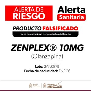 SSM alerta a la población sobre medicamento adulterado Zenplex (Olanzapina)