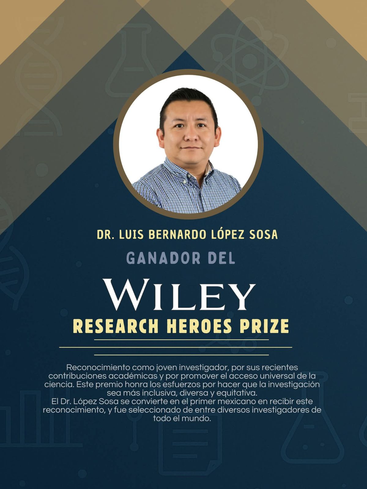 Investigador michoacano, primer mexicano en ganar el Wiley Research Heroes Prize