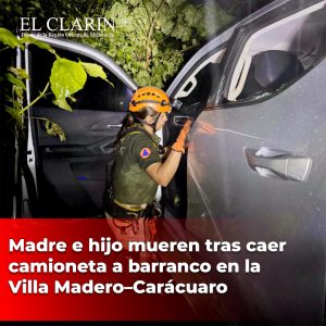 Madre e hijo mueren tras caer camioneta a barranco en la Villa Madero–Carácuaro