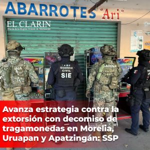 Avanza estrategia contra la extorsión con decomiso de tragamonedas en Morelia, Uruapan y Apatzingán: SSP