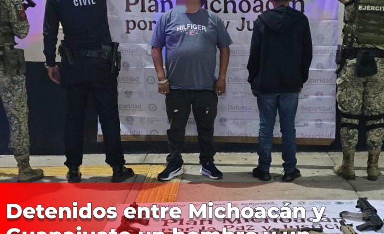 Detenidos entre Michoacán y Guanajuato un hombre y un menor de edad con 24 armas