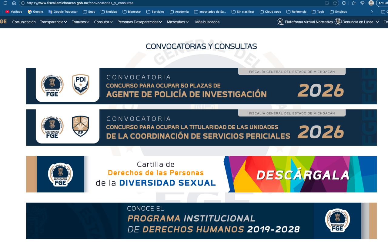 Emite FGE convocatoria interna para ocupar titularidades de Unidades Periciales y 50 plazas de Policía de Investigación para personas externas