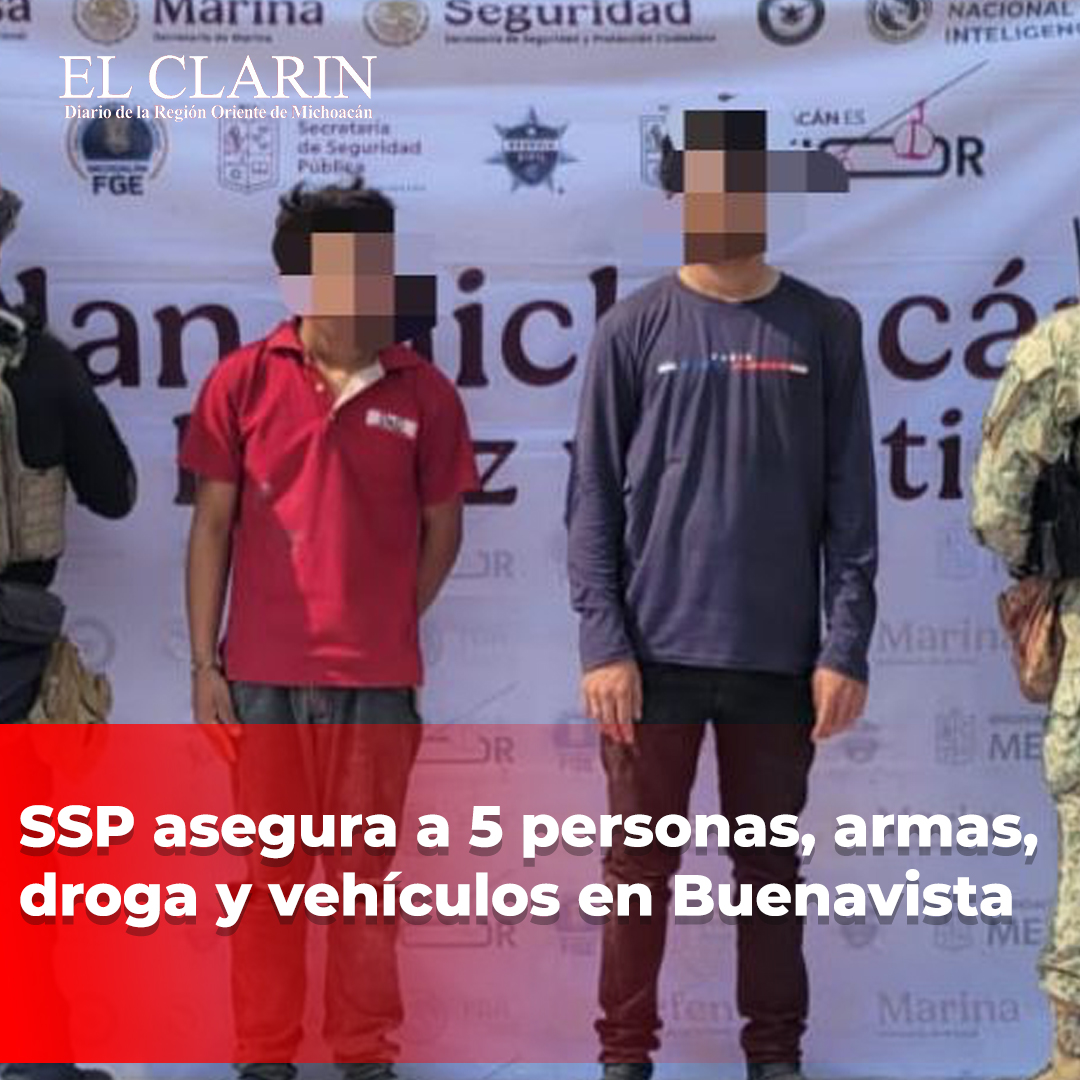 SSP asegura a 5 personas, armas, droga y vehículos en Buenavista