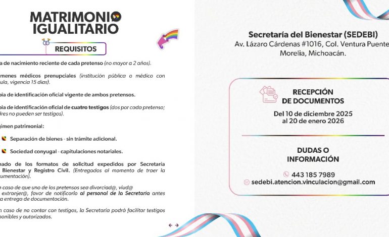 Últimos días para entregar documentos para cambio de identidad y bodas de la diversidad: Sedebi