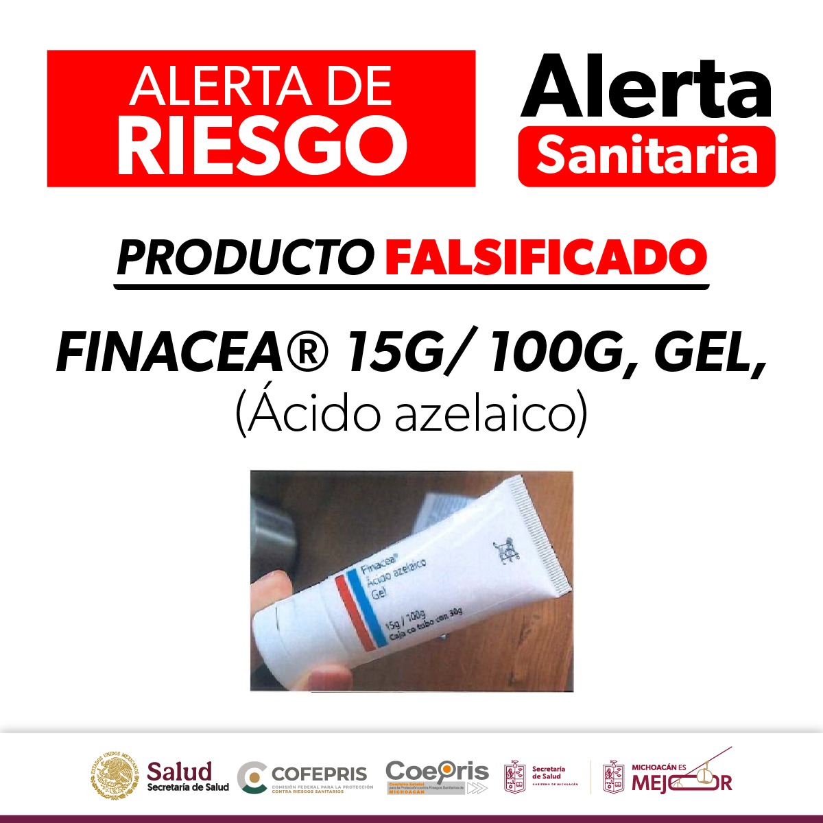 Cofepris emite alerta sanitaria por falsificación de medicamento Finacea®️
