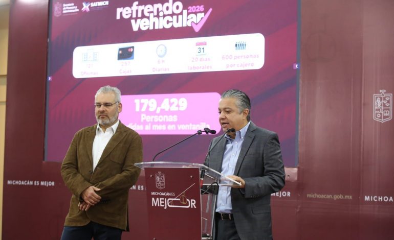 Michoacán supera meta de recaudación por refrendo vehicular con más de 712 mdp