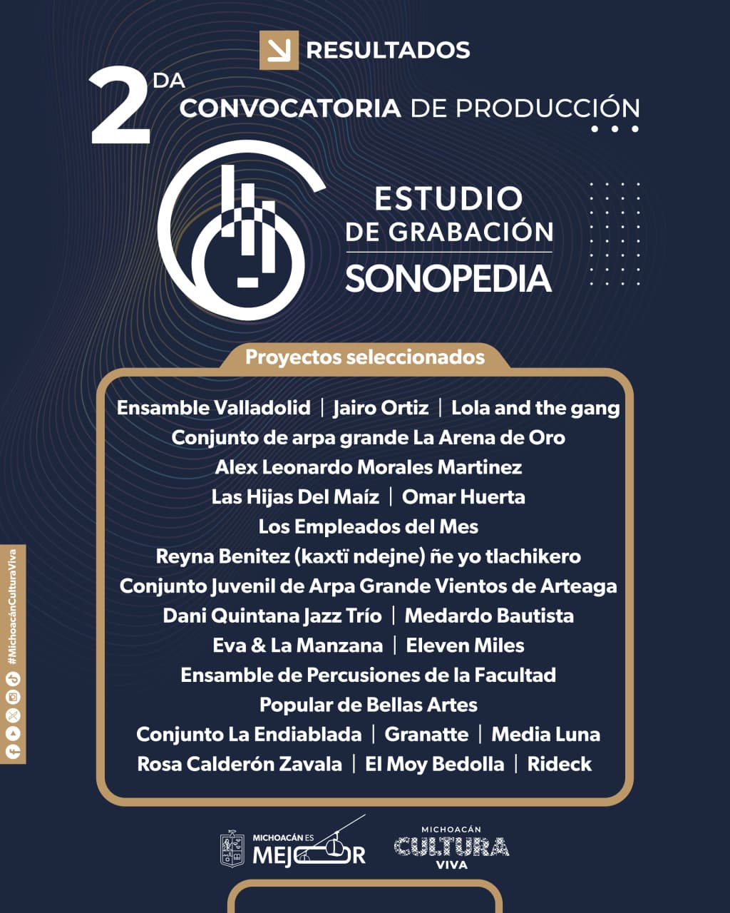 Talento michoacano al estudio: Secum revela proyectos seleccionados para grabar es estudio Sonopedia
