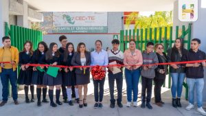 La presidenta Municipal de Hidalgo, Jeovana Alcántar inauguró la fachada y barda perimetral del  CECyTEM 17