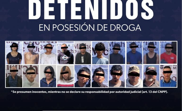 SSP detiene a 20 personas con dosis de droga en la última semana