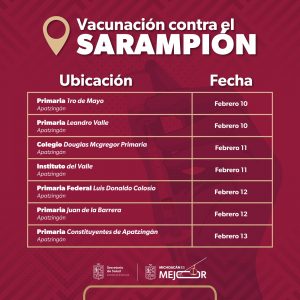 Refuerza SSM vacunación contra sarampión en Apatzingán, Uruapan, Nahuatzen y Los Reyes