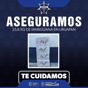 Asegurados 25.6 kilos de marihuana en la Central de Autobuses de Uruapan: SSP