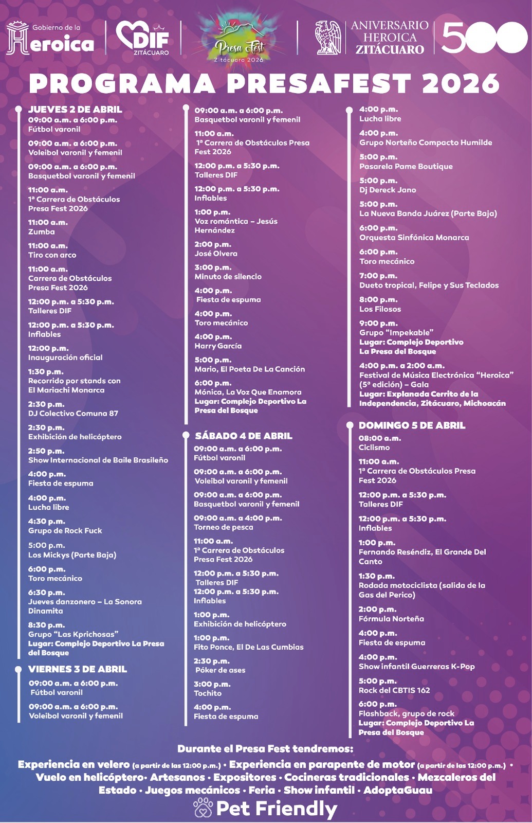 Todo listo para el Presa Fest 2026 del 2 al 5 de abril; Zitácuaro se prepara para recibir a visitantes en Semana Santa