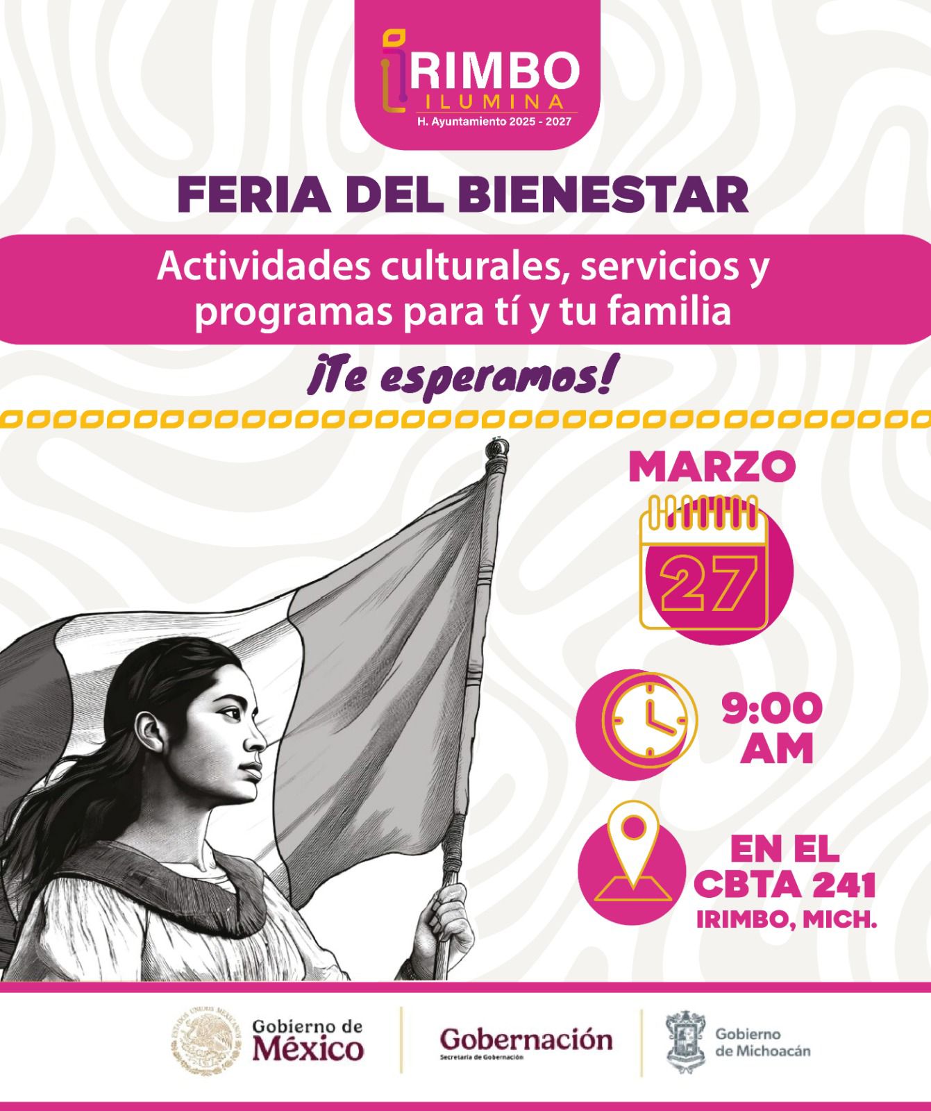 Gobierno de Irimbo convoca a la población a aprovechar la Feria del Bienestar