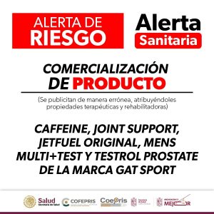 Alerta Cofepris por comercialización de productos de la marca GAT SPORT