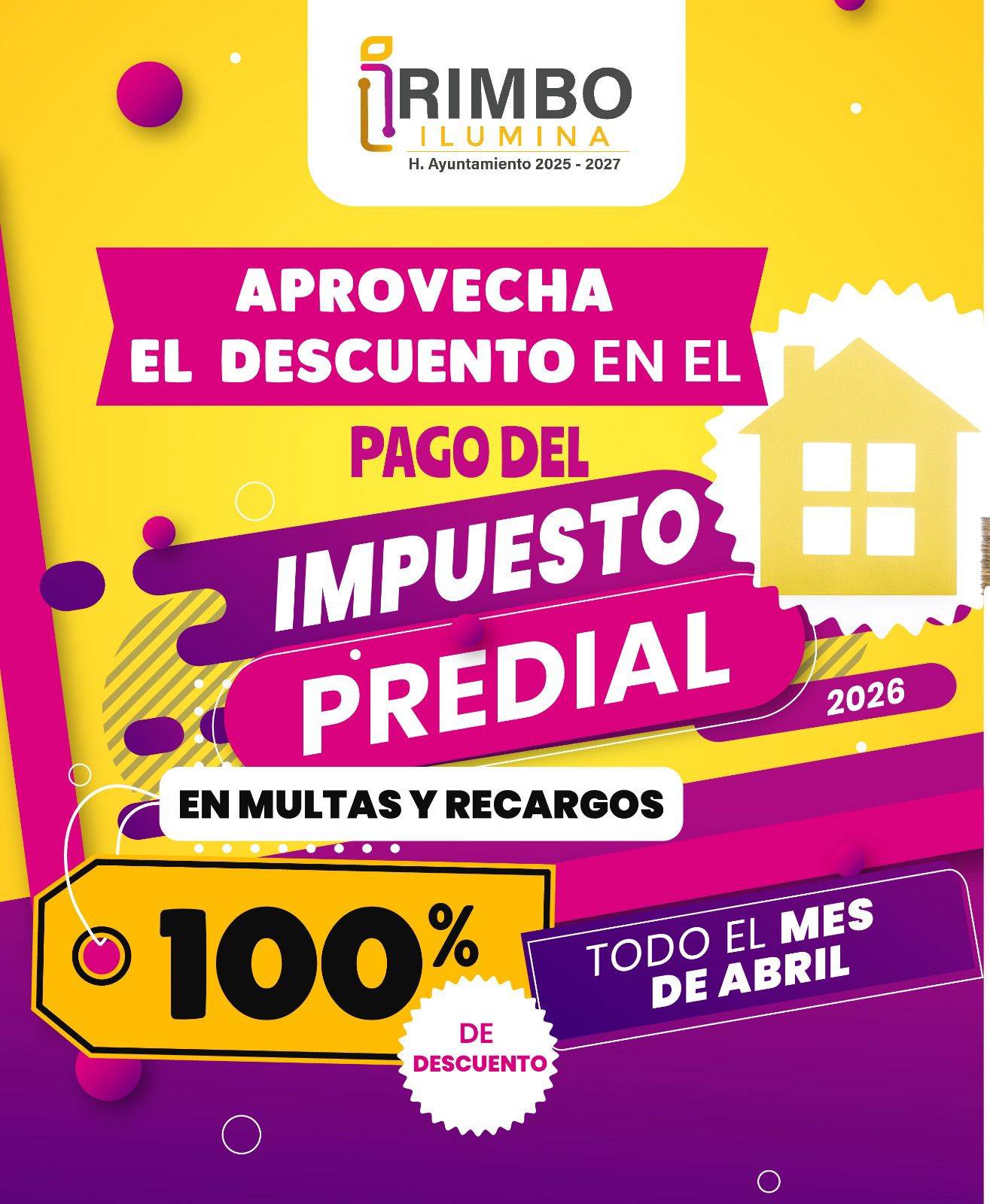 Gobierno de Irimbo anuncia condonación de multas y recargos del predial durante abril
