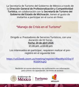 Sectur fortalece capacidades del sector turístico con curso virtual “Manejo de crisis”