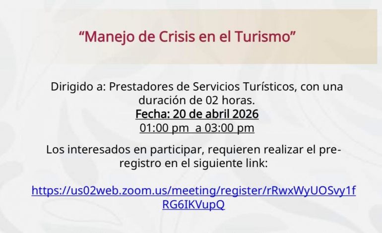 Sectur fortalece capacidades del sector turístico con curso virtual “Manejo de crisis”