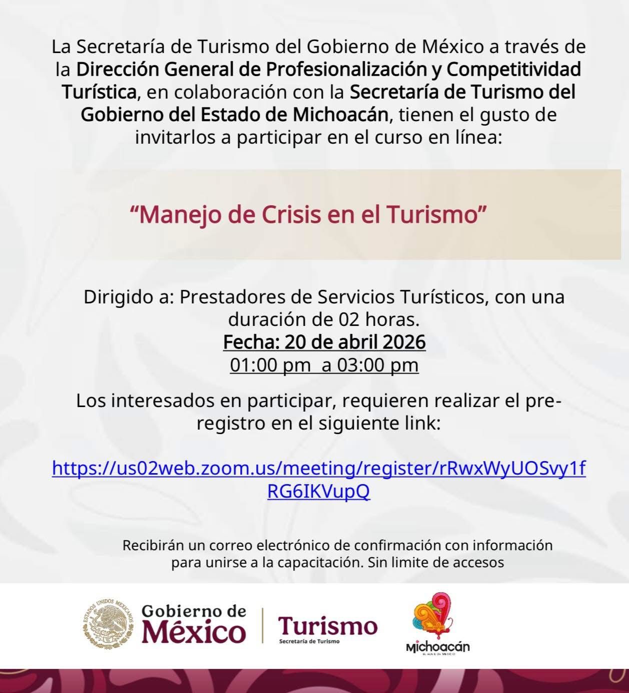 Sectur fortalece capacidades del sector turístico con curso virtual “Manejo de crisis”