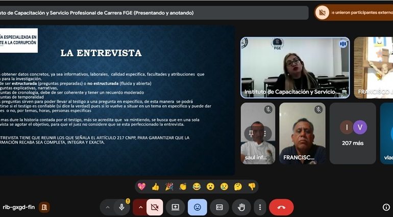 Fortalece FGE capacidades de investigación en combate a la corrupción con capacitación especializada