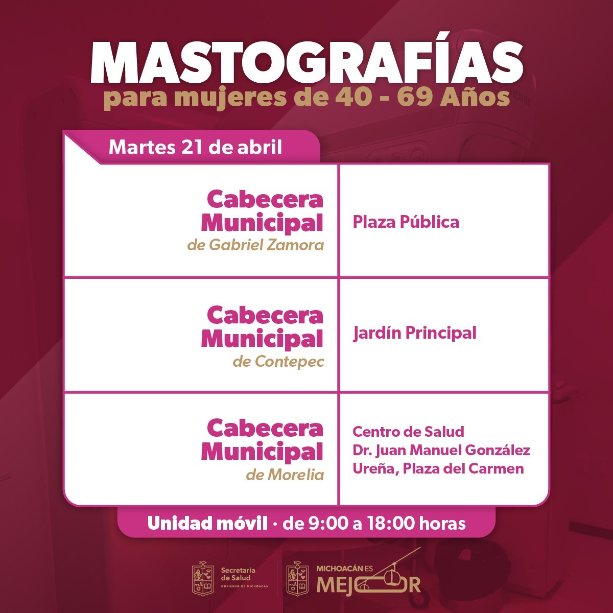 SSM lleva mastografías gratuitas a 9 municipios