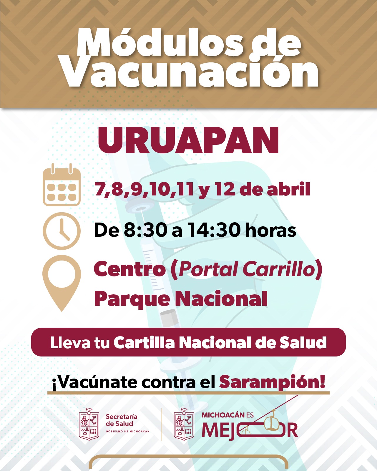¡Vacúnate mientras visitas el Tianguis Artesanal de Uruapan! SSM habilita 5 módulos