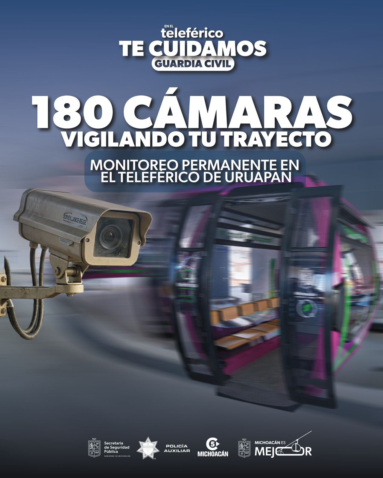 Seguridad en tiempo real: así funcionarán las 180 cámaras del teleférico de Uruapan
