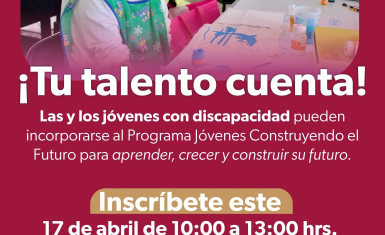 Icatmi convoca a jóvenes con discapacidad para registro de becas de empleo en Morelia.
