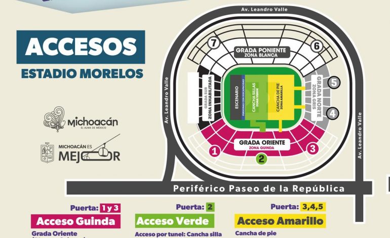 Listos los accesos al Estadio Morelos para el concierto del Buki