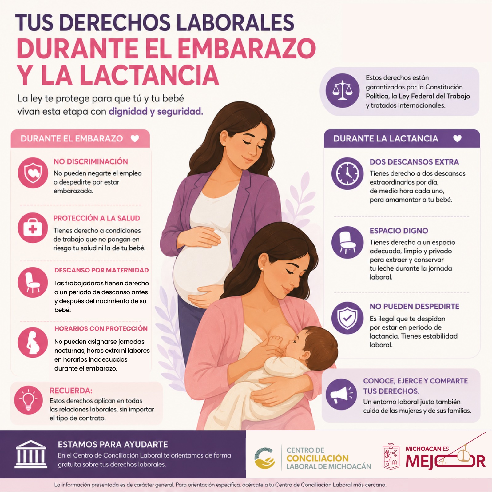 Michoacán protege los derechos laborales de mujeres durante el embarazo y la lactancia