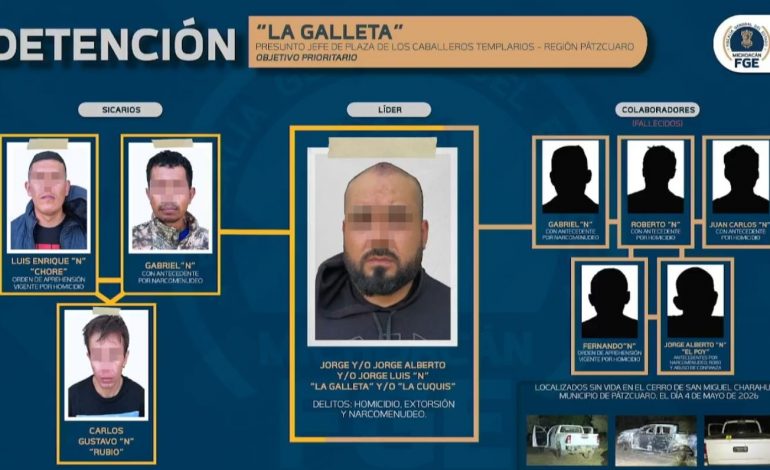 Caen 85 presuntos extorsionadores en Michoacán; detienen a “La Galleta”, generador de violencia en la zona lacustre.