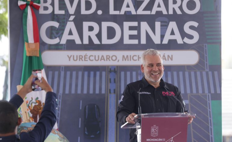 Arranca Bedolla rehabilitación del boulevard Lázaro Cárdenas de Yurécuaro