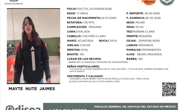 Localiza FGE Michoacán, en coordinación con Fiscalía del Estado de México, a joven mexiquense desaparecida