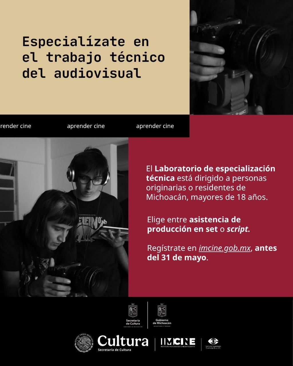 Secum e IMCINE impulsan dos laboratorios para fortalecer la formación audiovisual en Michoacán