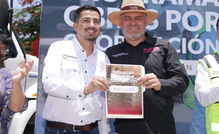 Con cemento y más de 18 mdp del Faeispum, impulsa Bedolla infraestructura en Yurécuaro.