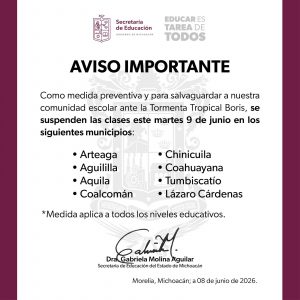 SEE suspende clases en Sierra-Costa por prevención ante Boris