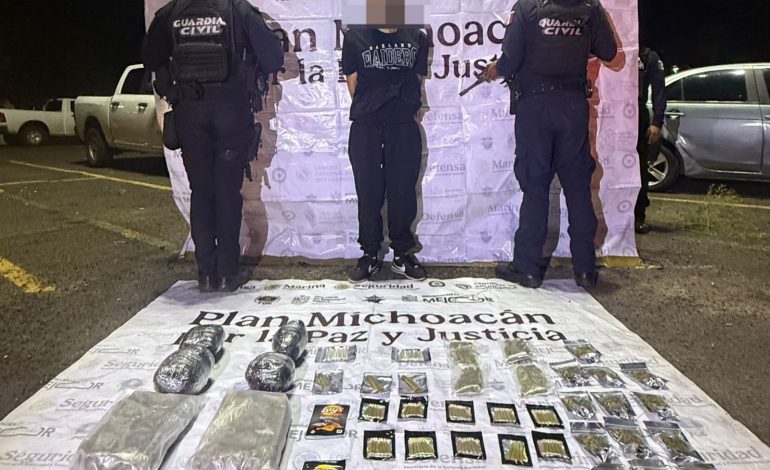Guardia Civil asegura más de 3.5 kg de droga y detiene a un hombre en Morelia