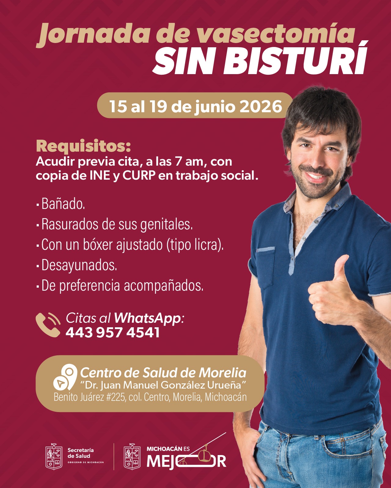 Habrá jornada de vasectomía gratuita en Morelia; conoce las fechas y requisitos: SSM
