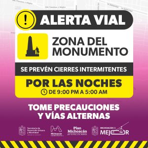 Sedum activa rutas alternas en el Monumento por obras de Teleférico y Morebús