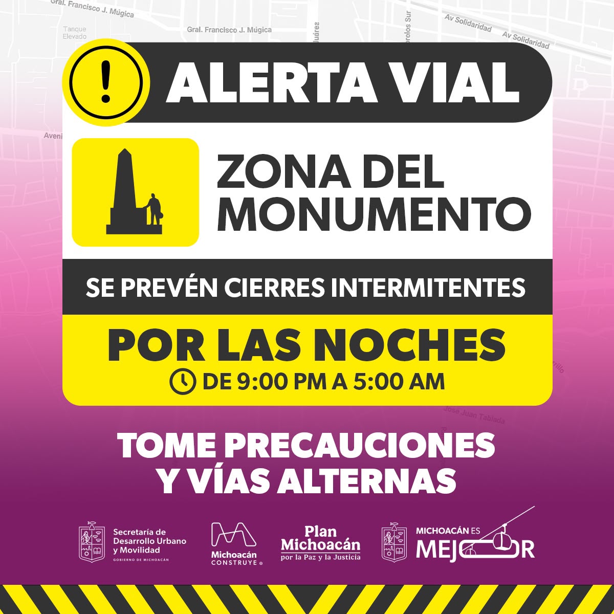 Sedum activa rutas alternas en el Monumento por obras de Teleférico y Morebús