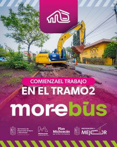 Inicia construcción del carril confinado del Morebús.
