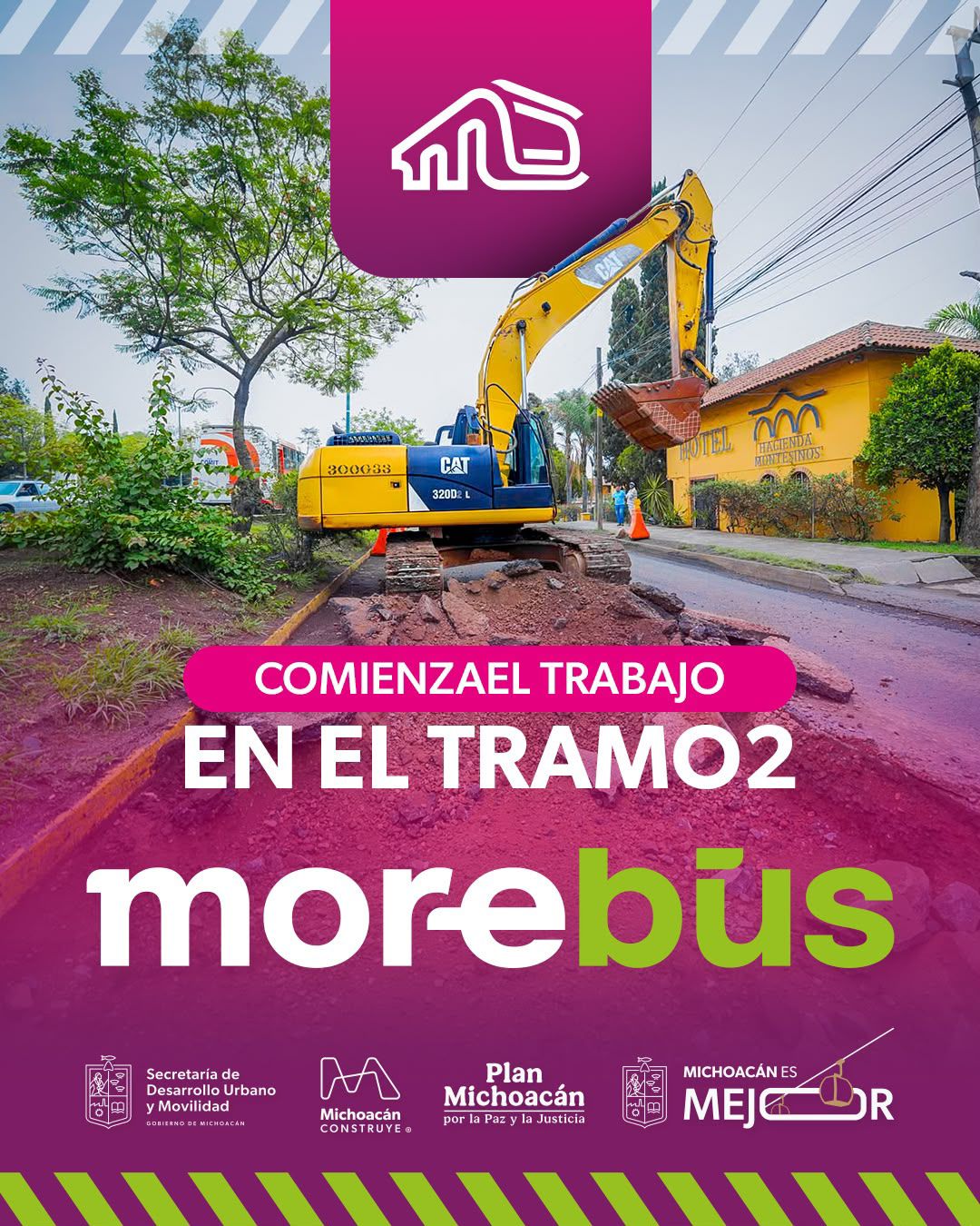 Inicia construcción del carril confinado del Morebús.