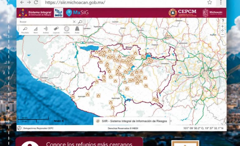 Michoacán listo para enfrentar lluvias y ciclones; Protección Civil cuenta con 256 refugios temporales.
