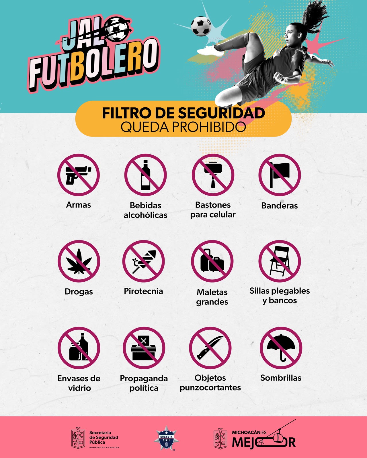 ¡Qué no te saquen la roja! Estos son los objetos que no podrás ingresar al Jalo Futbolero.