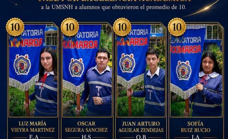 En Prepa Taximaroa cuatro alumnos obtuvieron pase directo por excelencia académica